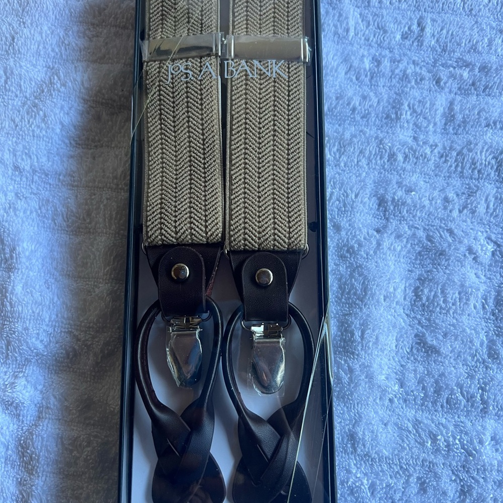 Jos. A. Bank Herringbone Suspenders with Leather Accents